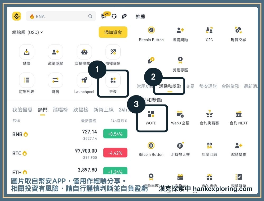 幣安 WOTD 進入遊戲方式