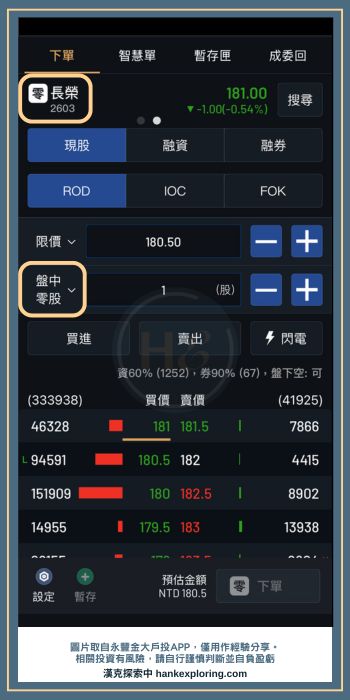 零股交易介面