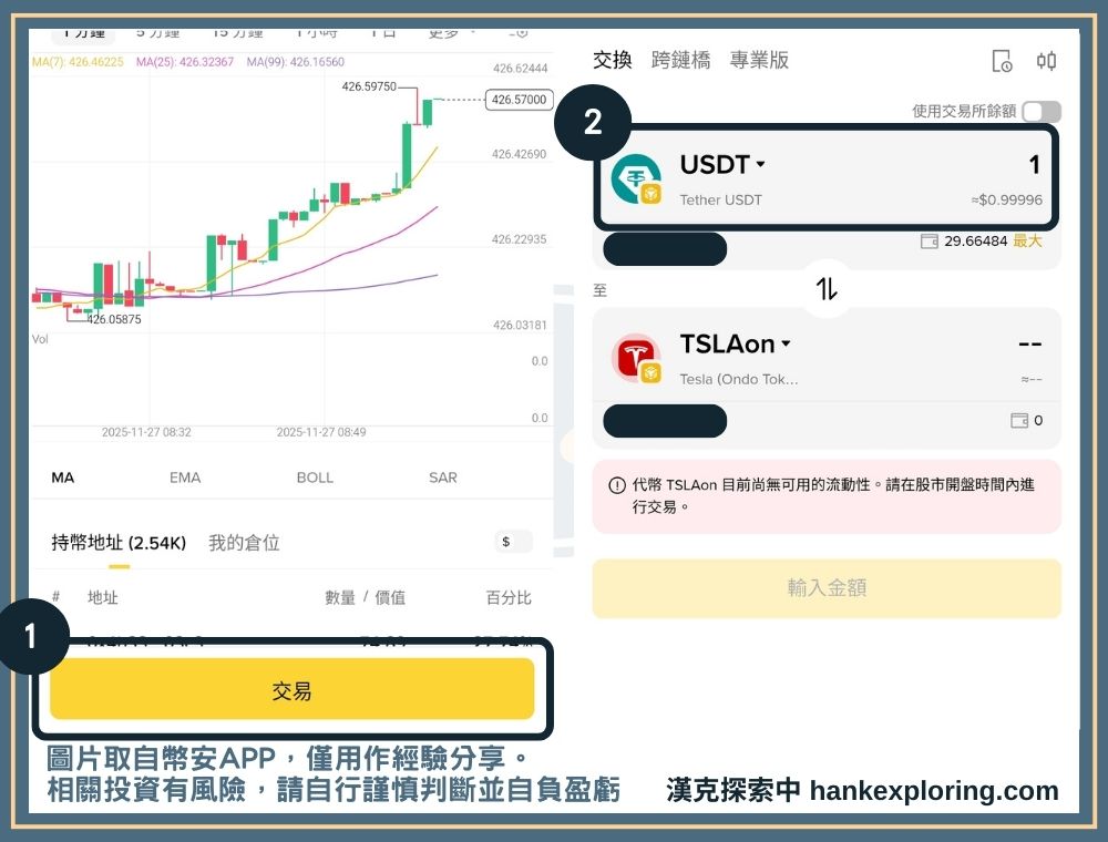 在幣安交易美股代幣