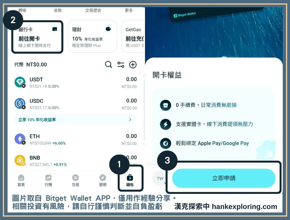 進入 Bitget Wallet Card 申辦頁面